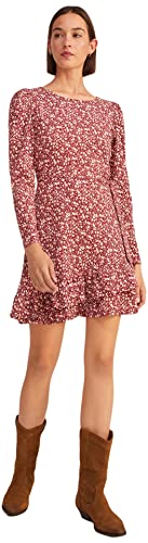 SPRINGFIELD Damen Bedrucktes Gürtel Kleid, Burgunderrot, Large von Springfield