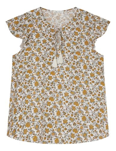 SPRINGFIELD Damen BlusaConMangasDeVolantesYCordonesEspaguetiConBorlasDeAlgodón Bluse fließend mit Print, Standardweiß, 40 SPRINGFIELD Damen BlusaConMangasDeVolantesYCordonesEspaguetiConBorlasDeAlgodón Bluse fließend mit Print, Standardweiß, 40 von Springfield