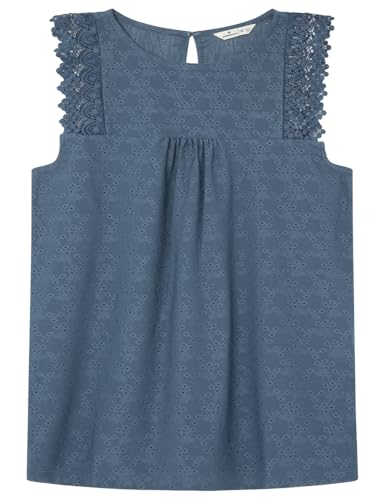 SPRINGFIELD Damen Camisetasinmangasconvolantesdeganchillodealgodón T-Shirt mit Spitzenschulter, blau Regatta, S von Springfield