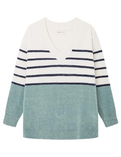 SPRINGFIELD Damen Chenille Jumper with Colour Block Stripes Polo-Pullover, Blue_Print, L von Springfield