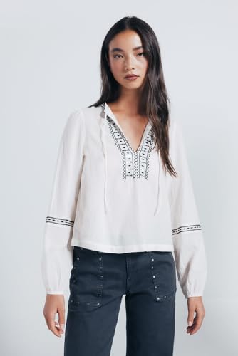 SPRINGFIELD Damen Embroidered with Sequins at Neckline Long Sleeve Blouse Bluse mit Langen Ärmeln, braun, 38 SPRINGFIELD Damen Embroidered with Sequins at Neckline Long Sleeve Blouse Bluse mit Langen Ärmeln, braun, 38 von Springfield