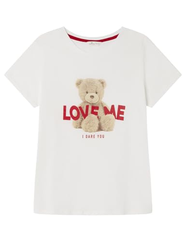 SPRINGFIELD Damen Frqs Camiseta Love Unterhemd, weiß Standard, X-Large von Springfield