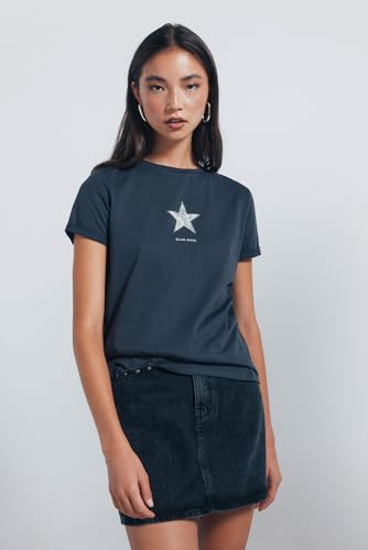 SPRINGFIELD Damen Graphic Short Sleeve T-Shirt kurzen Ärmeln, grau, Medium von Springfield