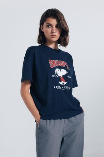 SPRINGFIELD Damen License Snoopy T-Shirt Unterhemd, Marineblau, Large von Springfield