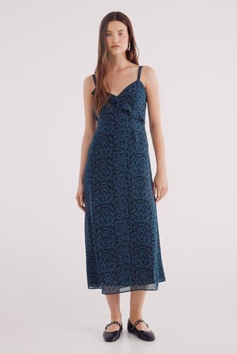SPRINGFIELD Damen Lingerie Midi Dress with Ruffles and Straps Lencero-Kleid, Schwarz, 36 von Springfield