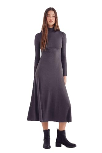 SPRINGFIELD Damen Midi Turtle Neck Long Sleeve Dress Kleid mit hohem Kragen, grau, X-Small SPRINGFIELD Damen Midi Turtle Neck Long Sleeve Dress Kleid mit hohem Kragen, grau, X-Small von Springfield