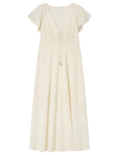 SPRINGFIELD Damen Midi V Neck Short Sleeve Crochet Dress Kleid mit V-Ausschnitt, weiß, Small SPRINGFIELD Damen Midi V Neck Short Sleeve Crochet Dress Kleid mit V-Ausschnitt, weiß, Small von Springfield