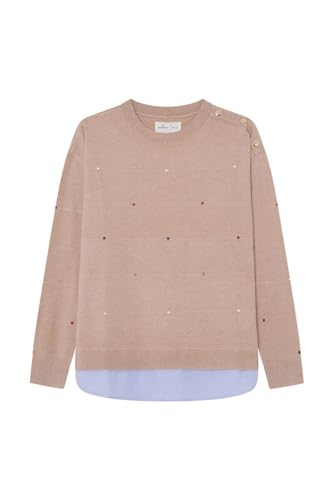 SPRINGFIELD Damen Polka-dot Two-Material Jumper Polo-Pullover, BEIGE/Camel, M von Springfield