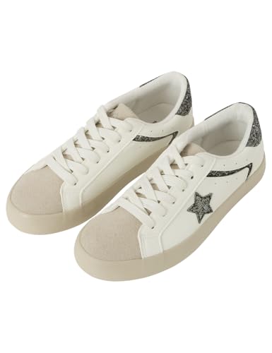 SPRINGFIELD Damen Sneaker with Stars Sportschuhe mit Muster, weiß, 36 EU von Springfield