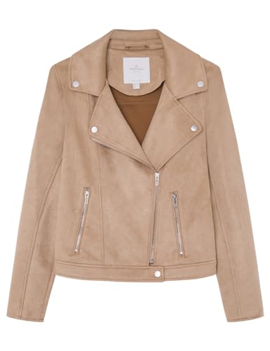 SPRINGFIELD Damen Suede Biker Jacket Jacke, TAN, 42 von Springfield