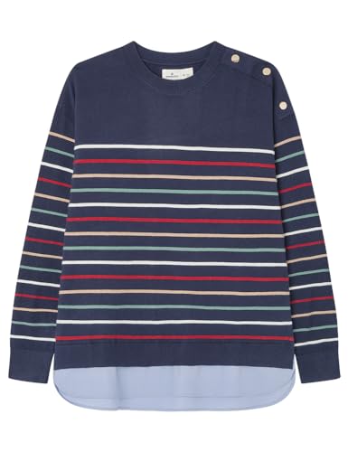 SPRINGFIELD Damen Two-Material Striped Jumper Polo-Pullover, Blue_Print, M SPRINGFIELD Damen Two-Material Striped Jumper Polo-Pullover, Blue_Print, M von Springfield