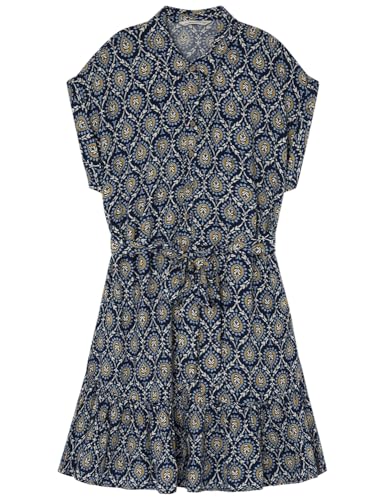 SPRINGFIELD Damen VestidoCamiseroCortoEstampadoConBotonesYCinturón Kurzes Hemdkleid Print, Himmelblau 1, 36 von Springfield