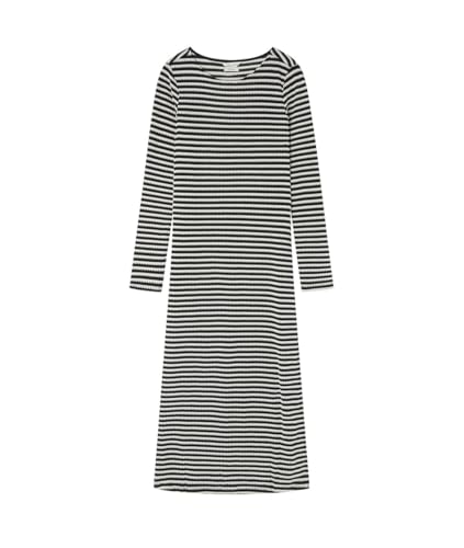 SPRINGFIELD Damen Vestido Rayas Tejido Cortado Y Cosido Geripptes, Streifen midi, Standardschwarz, XS von Springfield