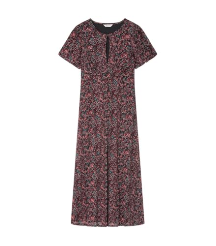SPRINGFIELD Damen Vestidomidiconmangasglobo,cuelloredondoconaberturaypequeñosbotonesforradosenelmismotejido Midi-Kleid Öffnung Ausschnitt Print, Standardschwarz 9, M von Springfield