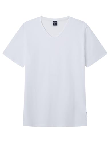 SPRINGFIELD Herren 248427 Basic-T-Shirt aus Baumwoll-Lycra mit V-Ausschnitt, Standardweiß, M von Springfield