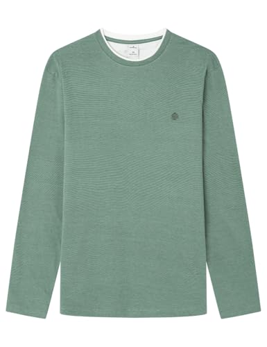 SPRINGFIELD Herren 3ba Camiseta Microraya Doble Unterhemd, grün grau, M von Springfield