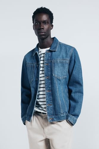 SPRINGFIELD Herren Basic Denim Trucker Dirty Dark Wash. 100% Bci Cotton Jeansjacke, Türkis, Large SPRINGFIELD Herren Basic Denim Trucker Dirty Dark Wash. 100% Bci Cotton Jeansjacke, Türkis, Large von Springfield