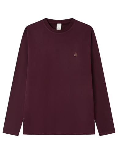 SPRINGFIELD Herren Basic Peach Crew Neck L/S T-Shirt with Tree Embroidery Besticktes, Korinth, S von Springfield