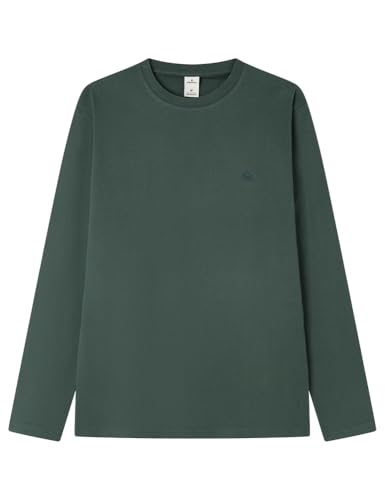 SPRINGFIELD Herren Basic Peach Crew Neck L/S T-Shirt with Tree Embroidery Besticktes, blau, M von Springfield