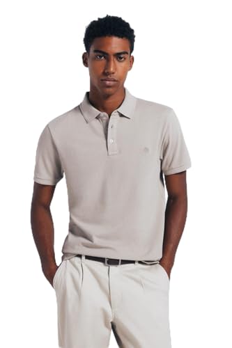 SPRINGFIELD Herren Basic Slim Ss Daily Polo with Tree Embroidery. 100% Bci Cotton Poloshirt, Sandfarben, Small von Springfield