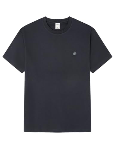 SPRINGFIELD Herren Basic Ss T-Shirt with Tree Embroidery Besticktes, blau, XL von Springfield