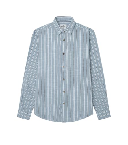 SPRINGFIELD Herren Camisa Boho Ls Raya Rústica Rustikales Streifen Hemd, Rauchblau, XL von Springfield