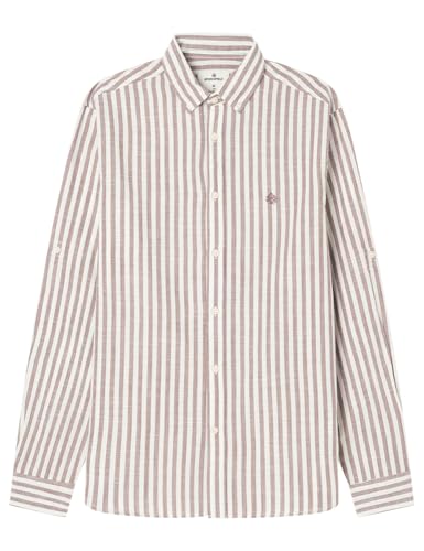 SPRINGFIELD Herren Camisa Cotton Slub Listas Perchero Hemd, Standardwein, M von Springfield