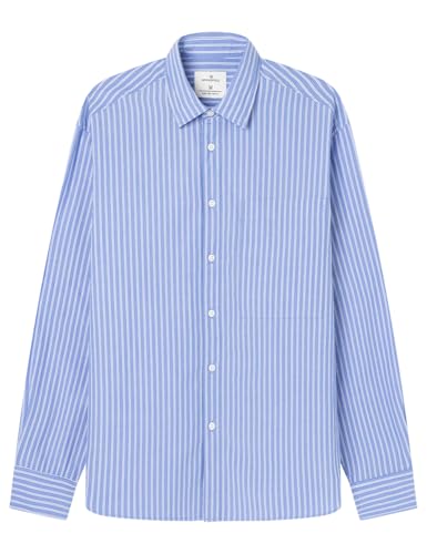 SPRINGFIELD Herren Camisa Popelin Stripe Moda Hemd, Himmelblau, XL von Springfield