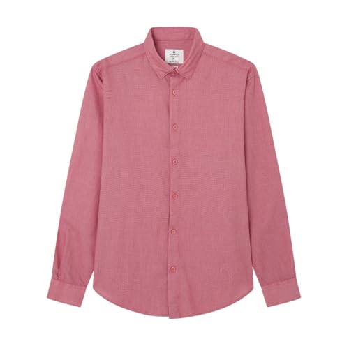 SPRINGFIELD Herren Camisa Structure Daily Ls Zweifarbiges Hemd, Rot Hibiskus, M von Springfield