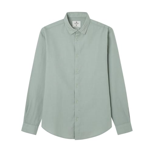 SPRINGFIELD Herren Camisa Structure Daily Ls Zweifarbiges Hemd, Standardgrün, M von Springfield