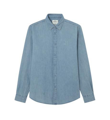 SPRINGFIELD Herren Camisa Vaquera Color Básica Jeanshemd, Rauchblau, S von Springfield