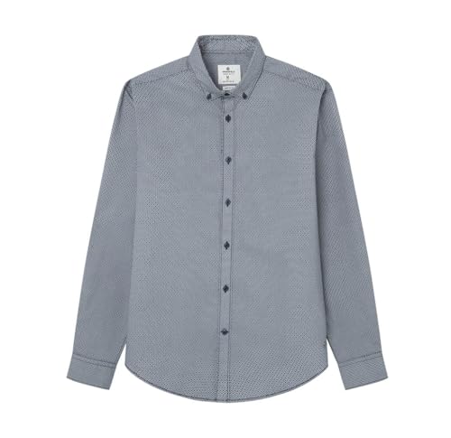 SPRINGFIELD Herren CamisaDailyMicroprint Popelin-Hemd, Stahlblau, XL von Springfield