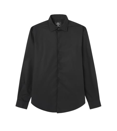SPRINGFIELD Herren CamisadePoplin Popelin-Hemd, Standardschwarz G, XL von Springfield