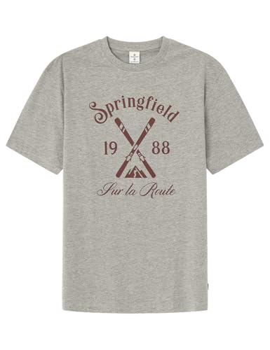SPRINGFIELD Herren Camiseta Con Gráfico Ski Unterhemd, Grau Melange, M von Springfield