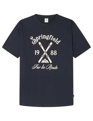SPRINGFIELD Herren Camiseta Con Gráfico Ski Unterhemd, dunkelblau, M von Springfield