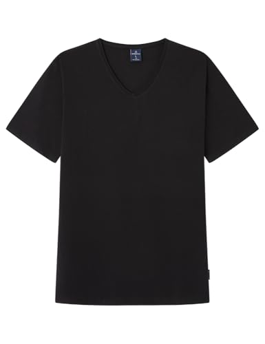 SPRINGFIELD Herren Camiseta de Con Cuello En V Basic-T-Shirt aus Baumwoll-Lycra mit V-Ausschnitt, Standardschwarz, S von Springfield