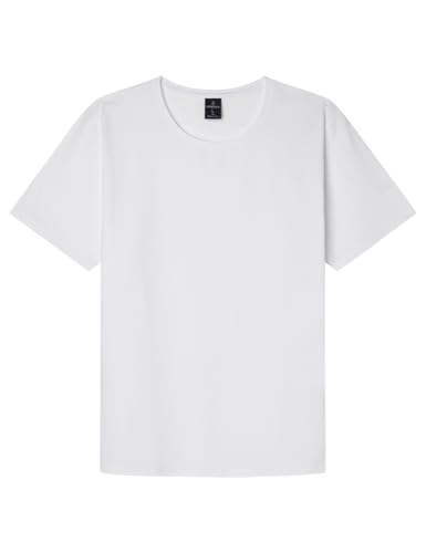 SPRINGFIELD Herren Camiseta de Con Cuello Redondo Basic-T-Shirt aus Baumwoll-Lycra, Standardweiß, S von Springfield