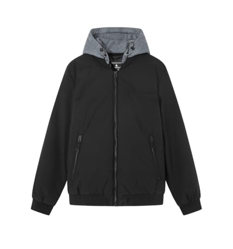 SPRINGFIELD Herren CazadoreBomberconcapucha Wattierte Bomberjacke mit Abnehmbarer Kapuze, Standardschwarz D, XL von Springfield