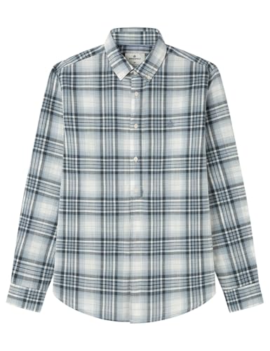 SPRINGFIELD Herren Checks Cotton Slub Shirt with Tree Embroidery Hemd, blau, S von Springfield