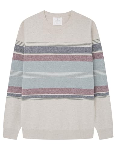 SPRINGFIELD Herren Coloured Striped Jumper Polo-Pullover, Light_Grey/Silver, L von Springfield