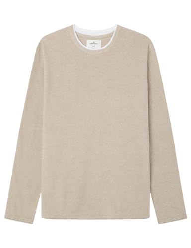 SPRINGFIELD Herren Contrast Collar Textured Jumper Polo-Pullover, BEIGE, XL von Springfield