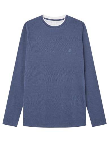 SPRINGFIELD Herren Double Micro-Striped Long-Sleeved T-Shirt, Light_Blue, M von Springfield