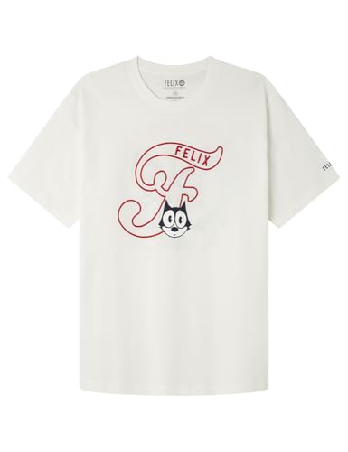 SPRINGFIELD Herren Felix The Cat Varsity Ss Graphic T-Shirt. 100% Bci Cotton Baumwolle, Elfenbein, M SPRINGFIELD Herren Felix The Cat Varsity Ss Graphic T-Shirt. 100% Bci Cotton Baumwolle, Elfenbein, M von Springfield
