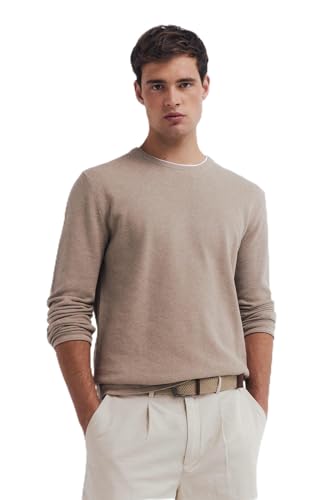 SPRINGFIELD Herren Gg12 Knit Structure Double Collar Basic-Pullover, beige, Medium von Springfield