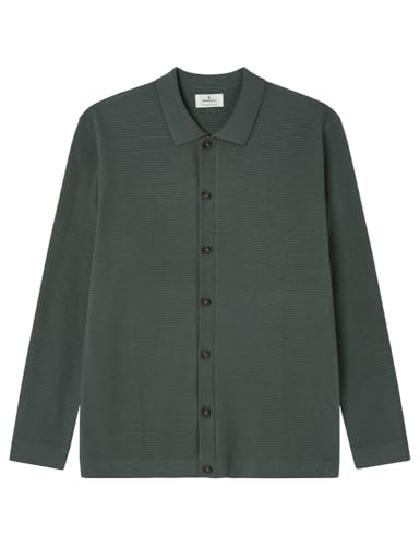 SPRINGFIELD Herren Gg12 Structure Knitted Cardigan with Polo Collar Poloshirt, grün, Large von Springfield