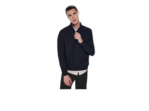 SPRINGFIELD Herren Jersey de Cuello Mao Structure Daily Gg12 Pullover Reißverschluss, Standardschwarz, S von Springfield