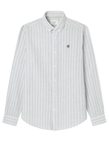 SPRINGFIELD Herren Linen Stripes European Flax Hemd, Elfenbein, XL von Springfield