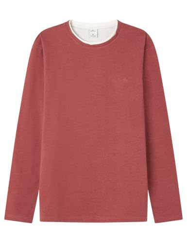 SPRINGFIELD Herren Melange Double Crew Neck L/S Jersey with Tree Embroidery Oxford-Sweatshirt, Rosa, Small von Springfield