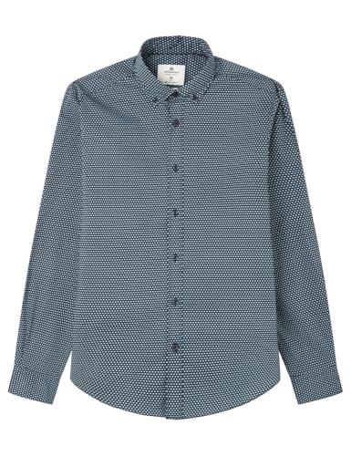 SPRINGFIELD Herren Microprint Easy Care Strech Shirt Stretch-Hemd, blau, XL von Springfield