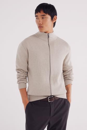 SPRINGFIELD Herren New Gg12 Milano Knittted Zip Up Cardigan Strickjacke mit Reißverschluss, Sandfarben, XX-Large von Springfield